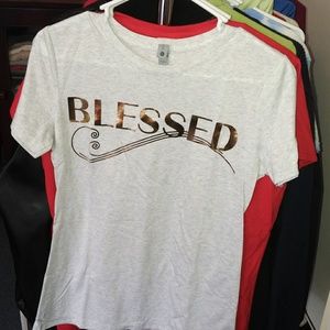 "Last one!" Women's triblend crew tee, "Blessed"